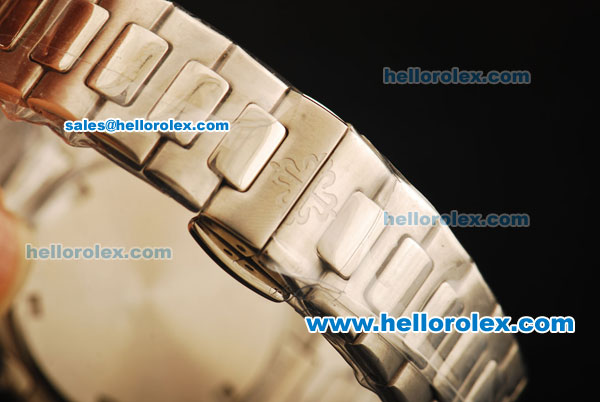 Patek Philippe Nautilus Swiss Quartz Movement Diamond Bezel with Grey Dial and White Stick Markers - Click Image to Close